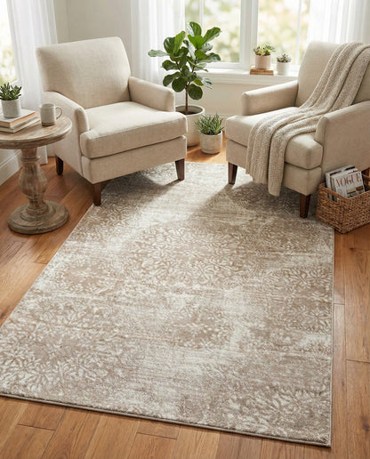 Rugs.com Monte Carlo Collection Rug – 5' x 8' Beige Medium Rug Perfect for Living Rooms, Large Dining Rooms, Open Floorplans