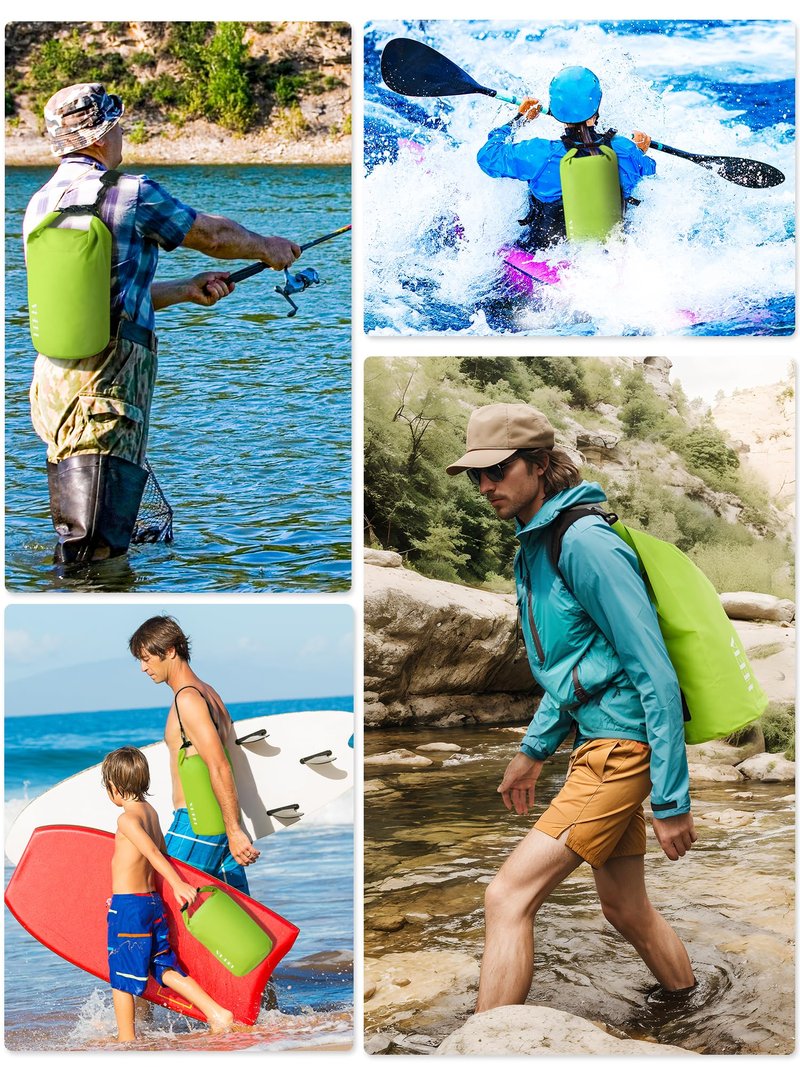 HEETA Waterproof Dry Bag for Women Men, Roll Top Lightweight Dry Storage Bag Backpack with Emergency Whistle for Travel, Kayaking, Boating, Camping, Beach, Cruise Ship Essentials (Lemon Green, 30L)
