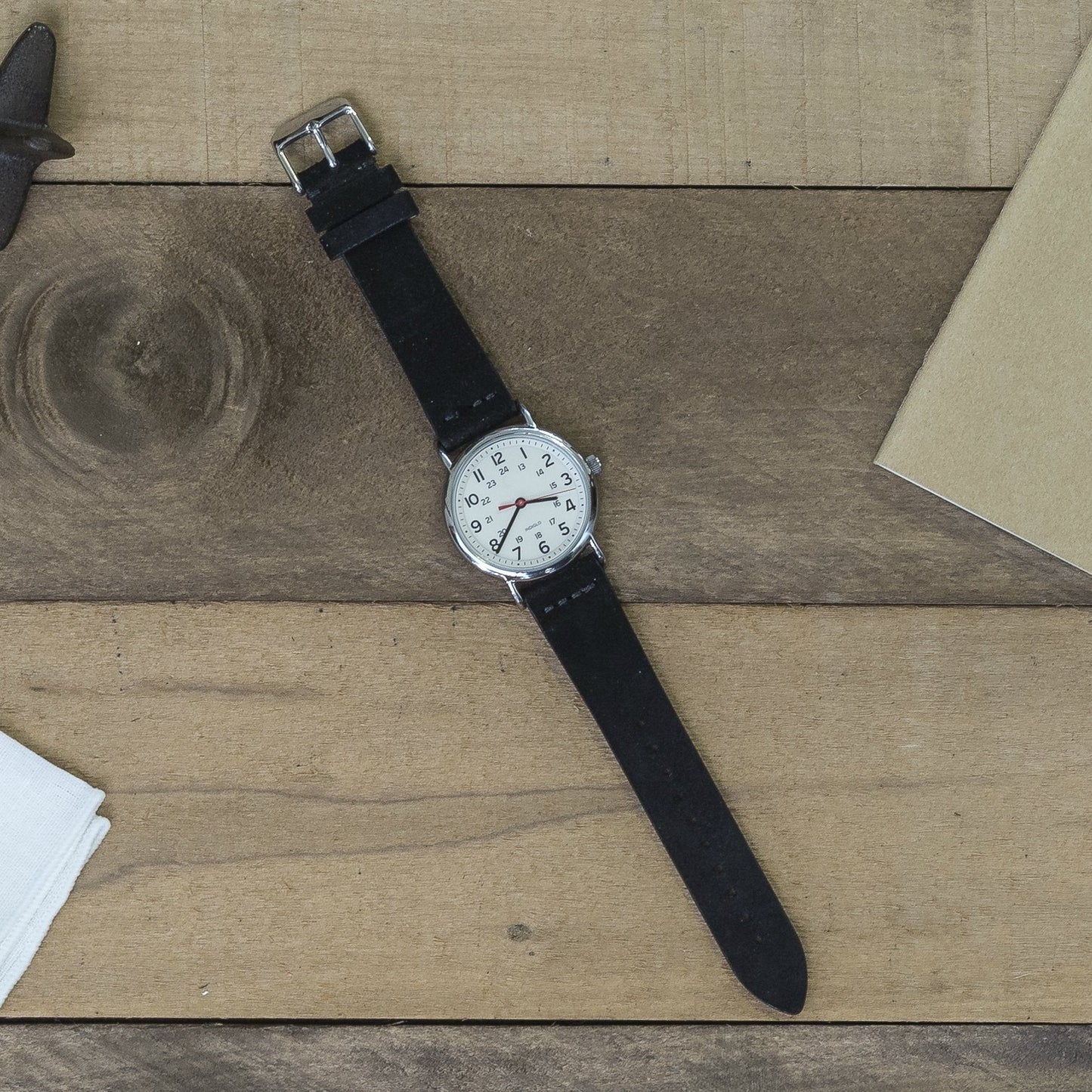 Benchmark Basics Black 18mm Suede Watch Strap - Vintage Leather Watch Band for Men & Women - Compatible with Regular & Smart Watches