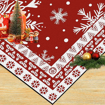 4' X 6' Christmas Rug Snowflake Area Rugs for Bedroom Living Room Laundry Nursery Dorm Entryway Aesthetic Xmas Carpet for Girls Kids Women Door Mat Pad,Red and White