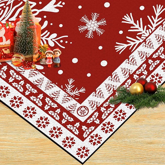 2' X 3' Christmas Area Rug Snowflake Rug Washable Non Slip for Entryway Indoor Front Door Laundry Dorm Bathroom Red Merry Christmas Carpet for Kids Girls Doormat