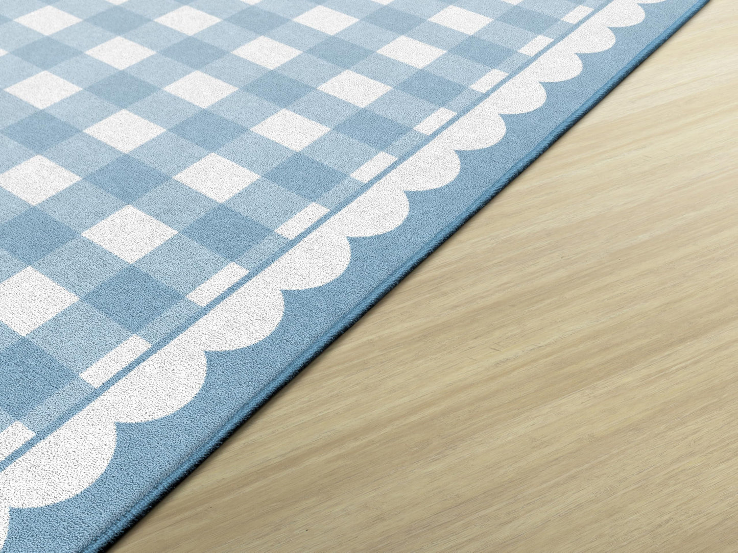 Flagship Carpets School Days Blue Gingham Educational Area Rug for Kids Room, Children's Classroom Rug for Teaching and Playroom, 5' X 7'6" - Blue