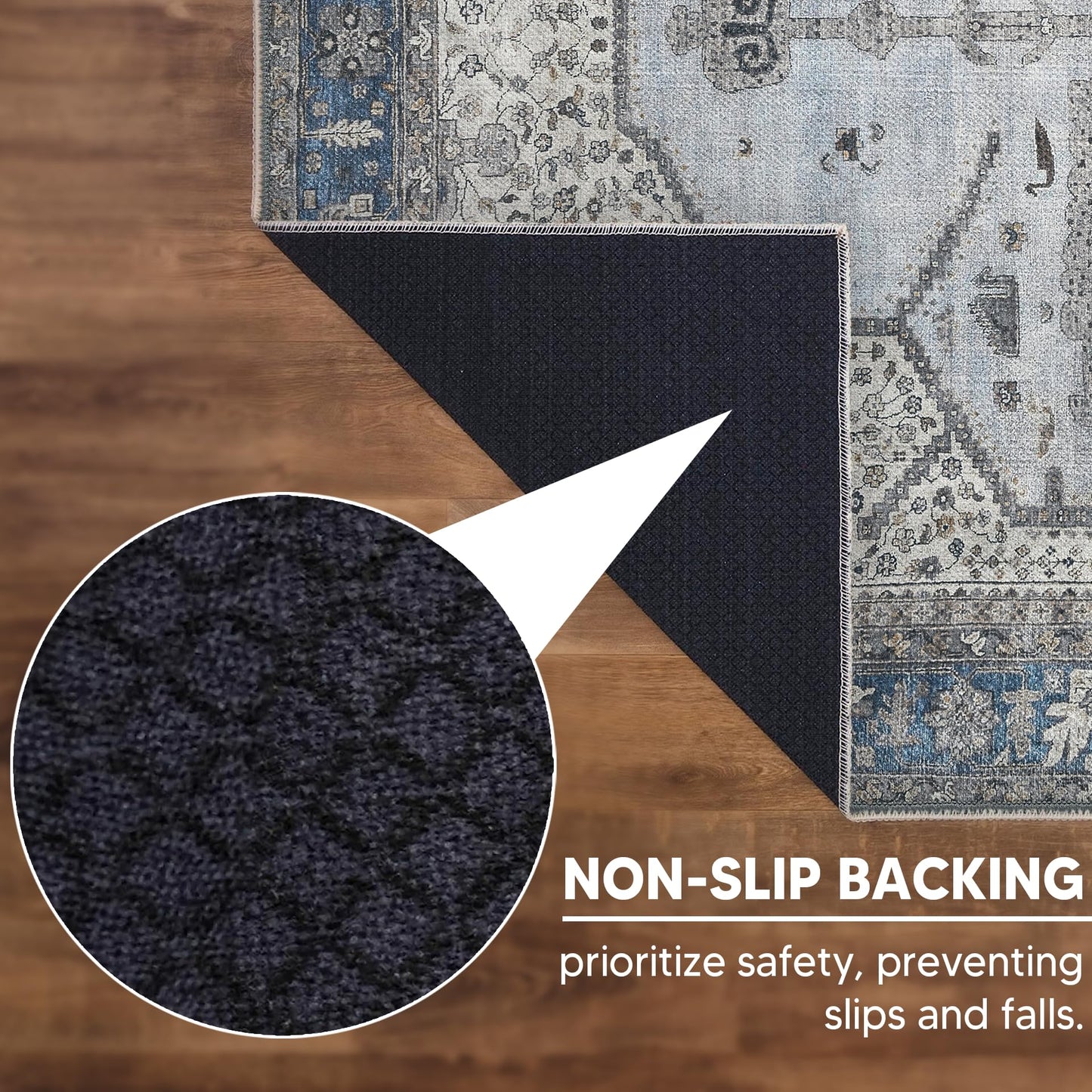 Keen Home Design 2x3 Rug - Machine Washable Entry Rug with Non-Slip Backing, Ideal for Enteryway, Kitchen, Bathroom, Laundry Room - Vintage, Easy Clean, Durable, Low Pile Rug - (2' x 3')