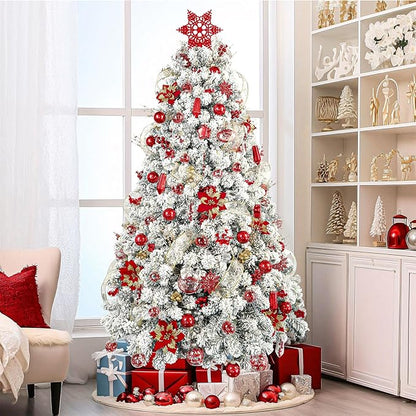 SHareconn 86PCS Christmas Balls Ornaments Set,Shatterproof Plastic Clear Decorative Baubles for Xmas Tree Decor Holiday Wedding Party Decoration, Red