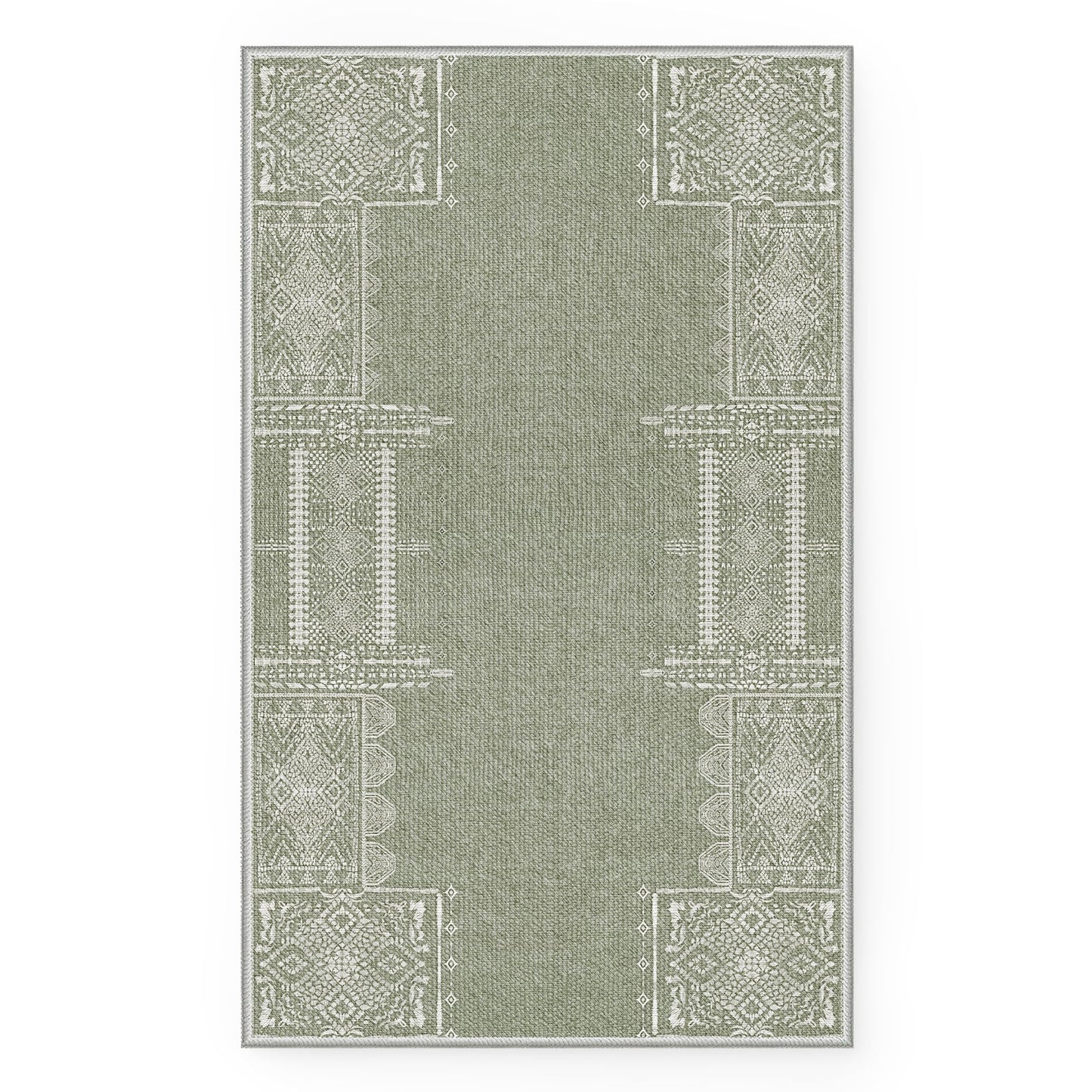 NICETOWN Washable 5x8 Green Area Rugs for Living Room, Ultra-Thin 5x8 Washable Christmas Rugs for Bedroom, Non-Slip Soft Large Bedroom Carpet Non Shedding for Dining Room Office, Sage Green