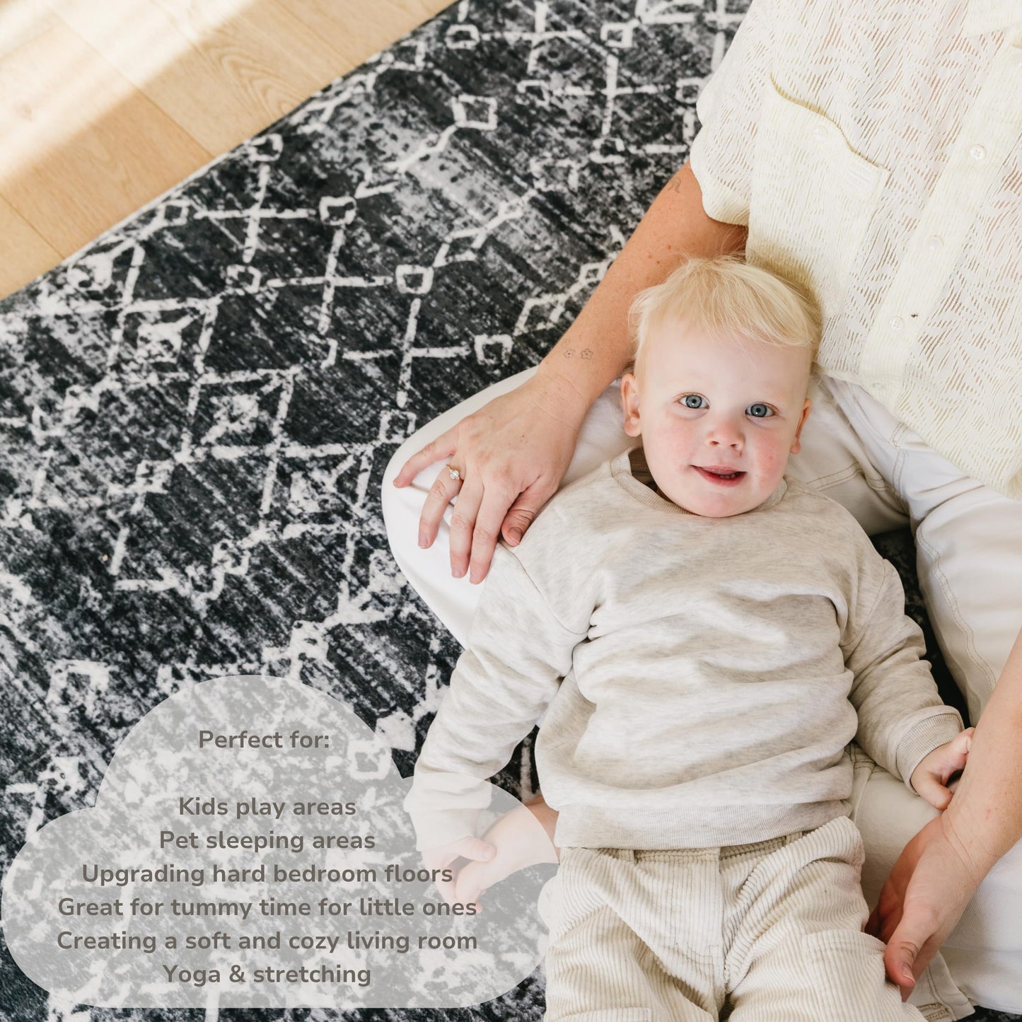 Muscle Mat Designer Relax Mat - 1.4" Thick Foam Base (Charcoal Geo, 6.6 ft x 13.1 ft)
