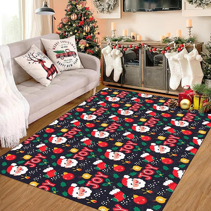 4' X 6' Christmas Area Rugs Xmas Rug Indoor for Living Room Bedroom Dining Room Laundry Nursery Classroom Santa Claus Carpet for Kids Girls Boys Floor Mat Pad Cute