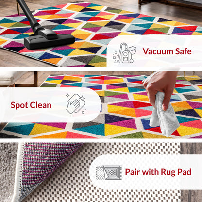 Nuloom Maris Multicolor/Ivory, 4'1" x 6', Geometric, Soft and Cozy, High Traffic, Stain Resistant, Easy Clean, Durable Area Rug for Bedroom, Living Room, Dining Space, Den, Foyer, Entryway