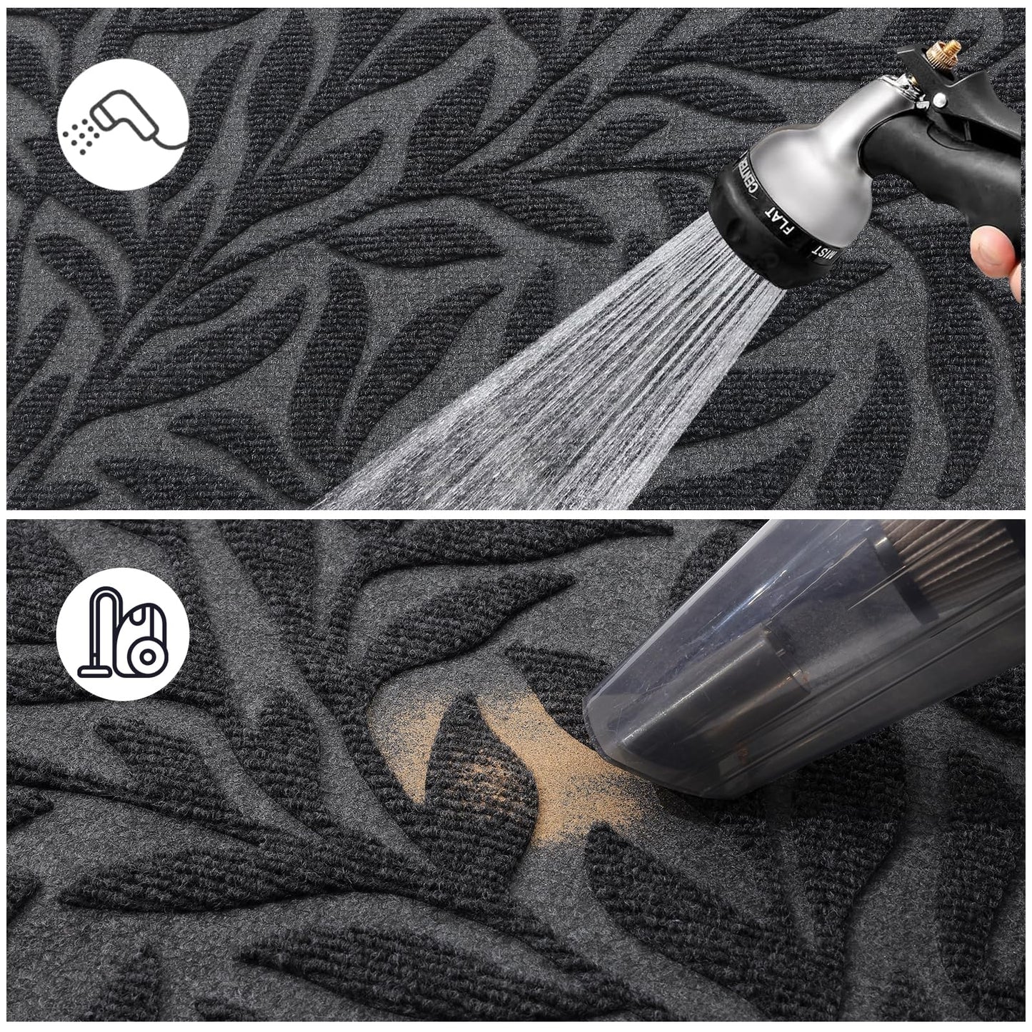 Smiry Front Door Mat Indoor Outdoor Entrance, Heavy Duty Natural Rubber, Trap Dirt and Moisture, Non-Slip Doormats, Low Profile, Easy Clean Patio Porch Entryway Mat, 29.5x17, Grey