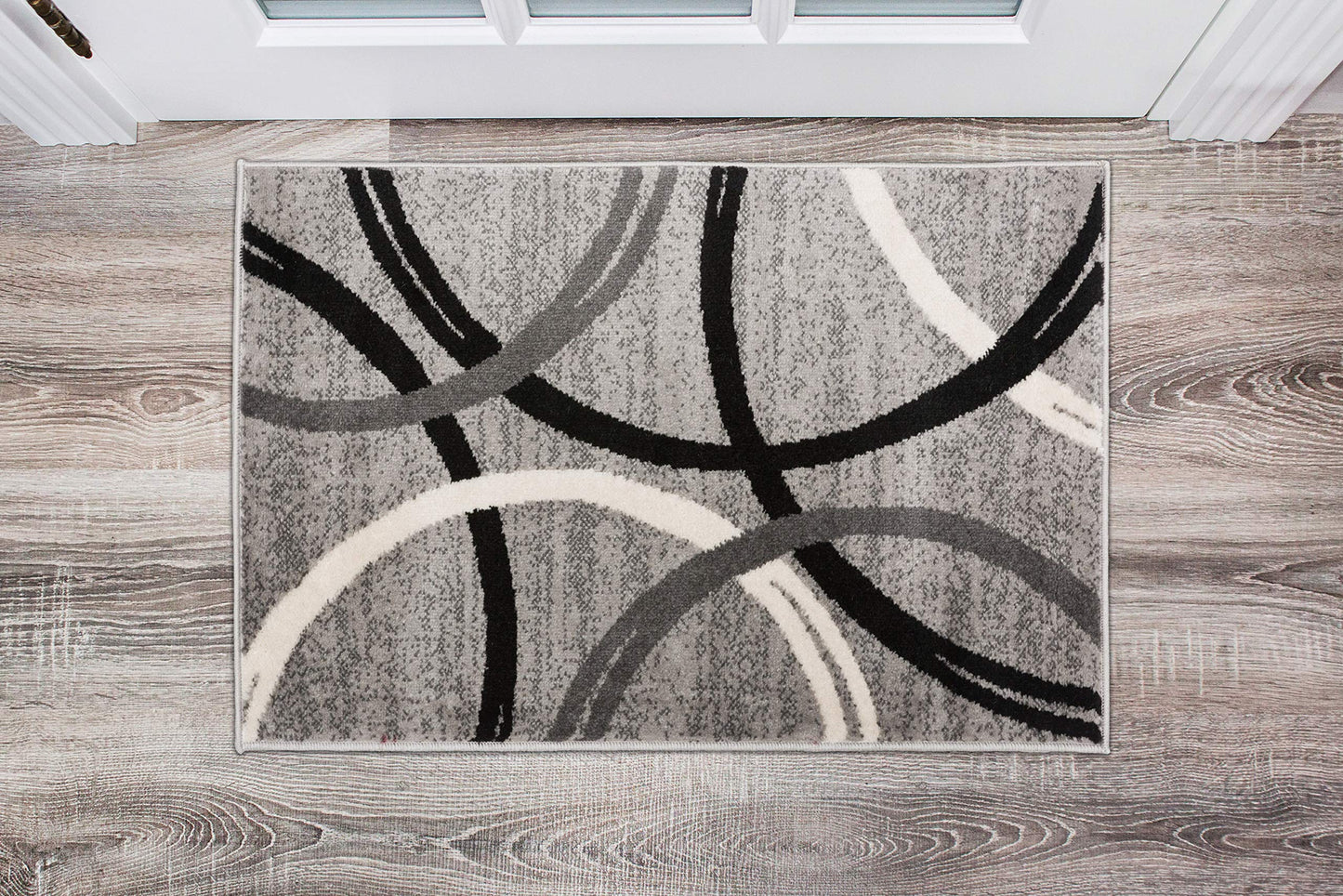 Rugshop Wavy Circles Design Accent Rug, Carpet with Jute Backing for Entryway or Bathroom, Gray, 2' x 3'