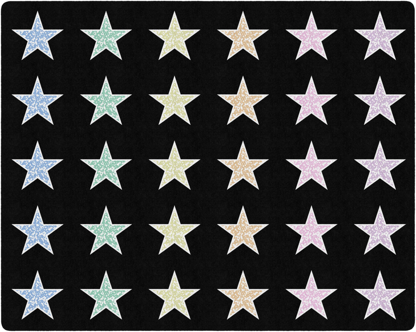 Flagship Carpets Composition Stars Pastel Classroom Educational Area Rug for Kids and Teachers, Durable Quality for Schools, Preschool, Daycare, Learning Centers, and Home, 10'6" x 13'2" - Black