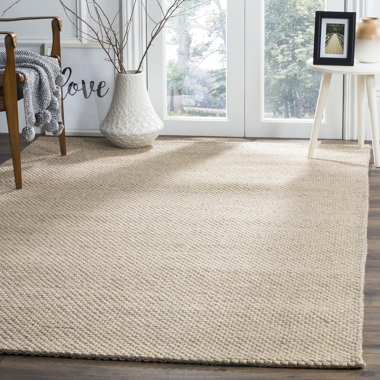 SAFAVIEH Natura Collection Area Rug - 5' x 8', Beige, Handmade Wool, Ideal for High Traffic Areas in Living Room, Bedroom (NAT801B)