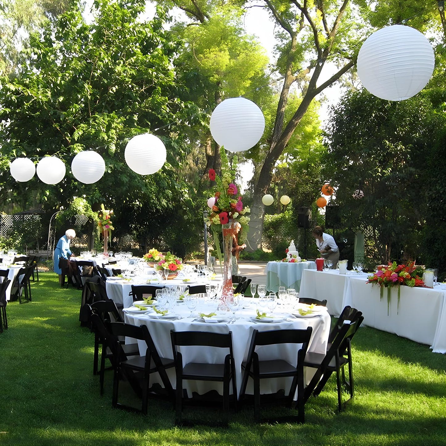 20Pcs White Paper Lanterns for Parties, 6” 8” 10” 12” Chinese Asian Hanging Round Paper Lanterns for Birthday Wedding Halloween Christmas Home Decor Party Decor
