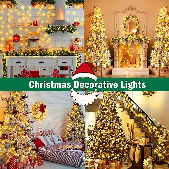 SAUIRS 60FT 160 LED Christmas Lights Outdoor String Lights with 8 Modes Timer Waterproof Fairy Light Plug in for Outside Indoor Party Xmas Palm Tree Yard Wedding Decorations(Warm White)