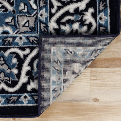 Superior Indoor Runner Rug, Plush Carpet Cover, Traditional Oriental Medallion, Perfect for Hallway, Entryway, Living Room, Dining, Bedroom, Office, Kitchen, Glendale Collection, 2'7"x10', Blue