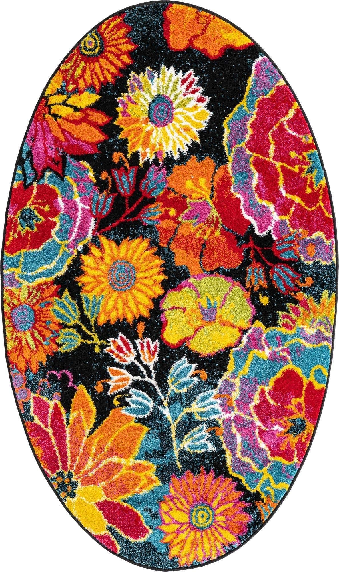 Unique Loom Lyon Collection Area Rug - Kennedy (3' 3" x 5' 3" Oval, Black/ Green)