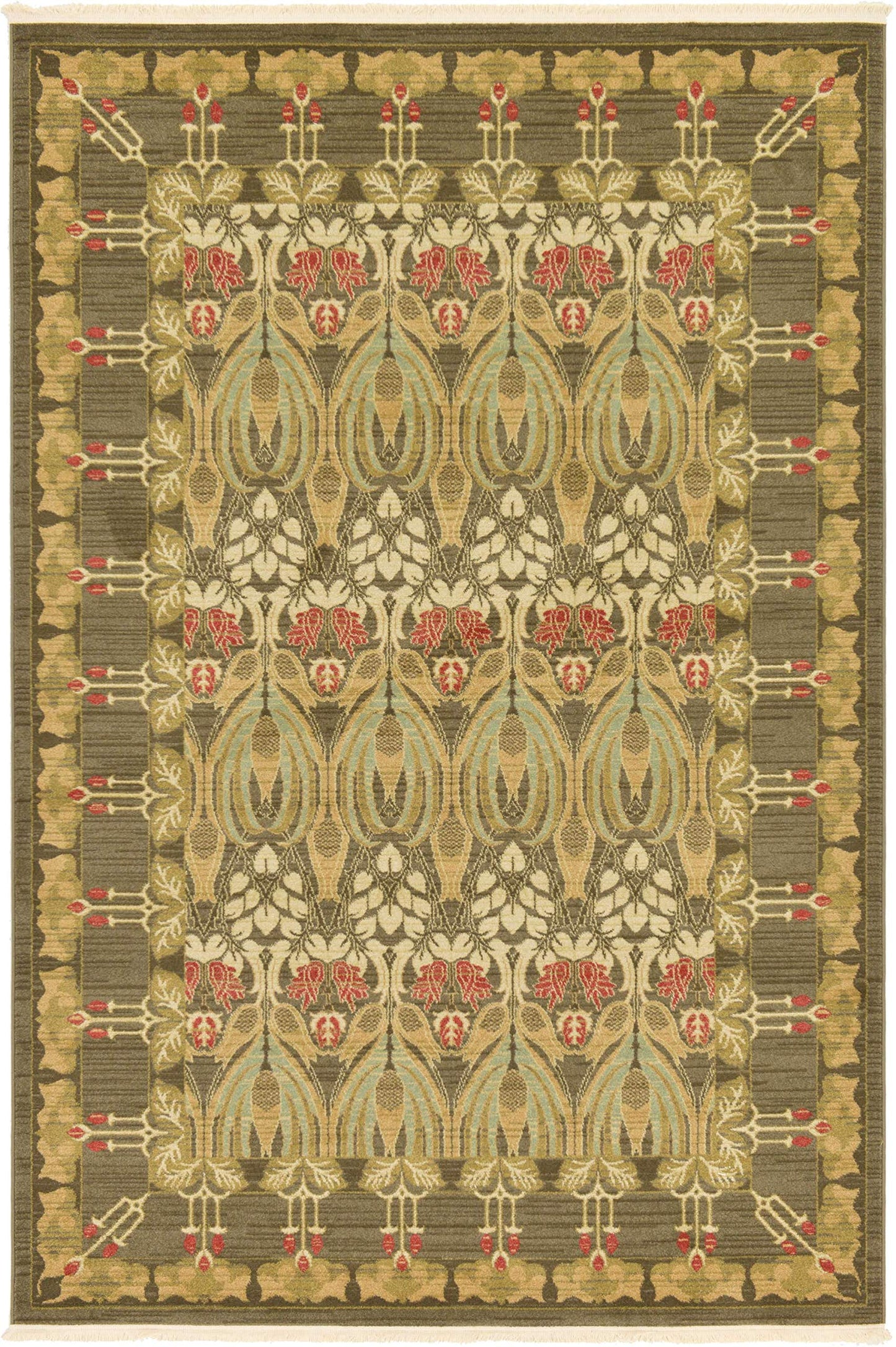 Unique Loom Edinburgh Collection Area Rug - Canmore (6' 1" x 9' Rectangle, Brown/ Light Blue)