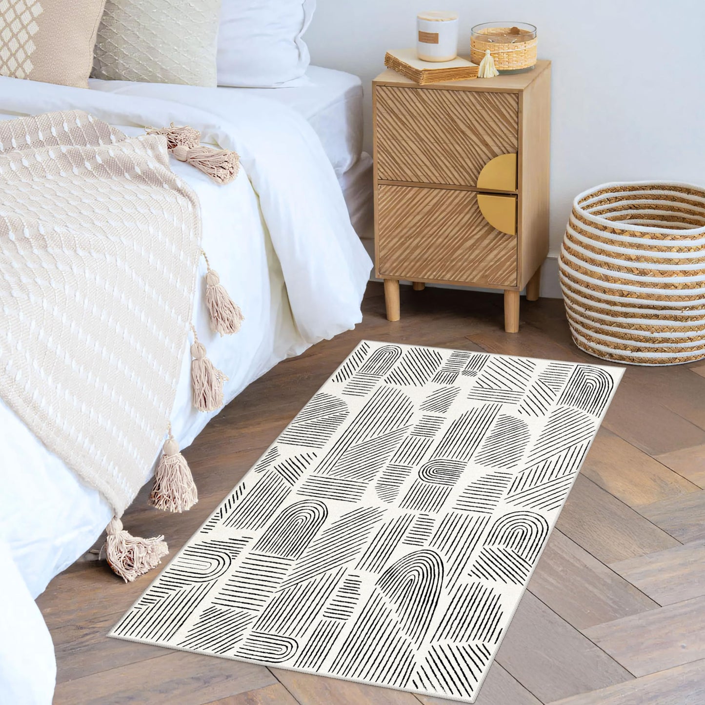MUJOO 2x3 Washable Rug Small Area Rugs Low Pile Mid Century Modern