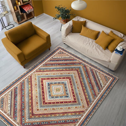Keen Home Design 48"x72" Rug - Machine Washable Area Rug with Non-Slip Backing, Ideal for Living Room, Dining Room, Bedroom - Vintage, Easy Clean, Durable, Low Pile Rug - (4' x 6')
