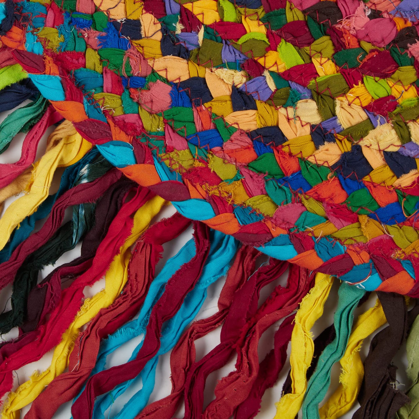 DII Chindi Home Collection Handwoven Multicolor Area Rag Rug, 3' Round with Fringe, Multi-Color