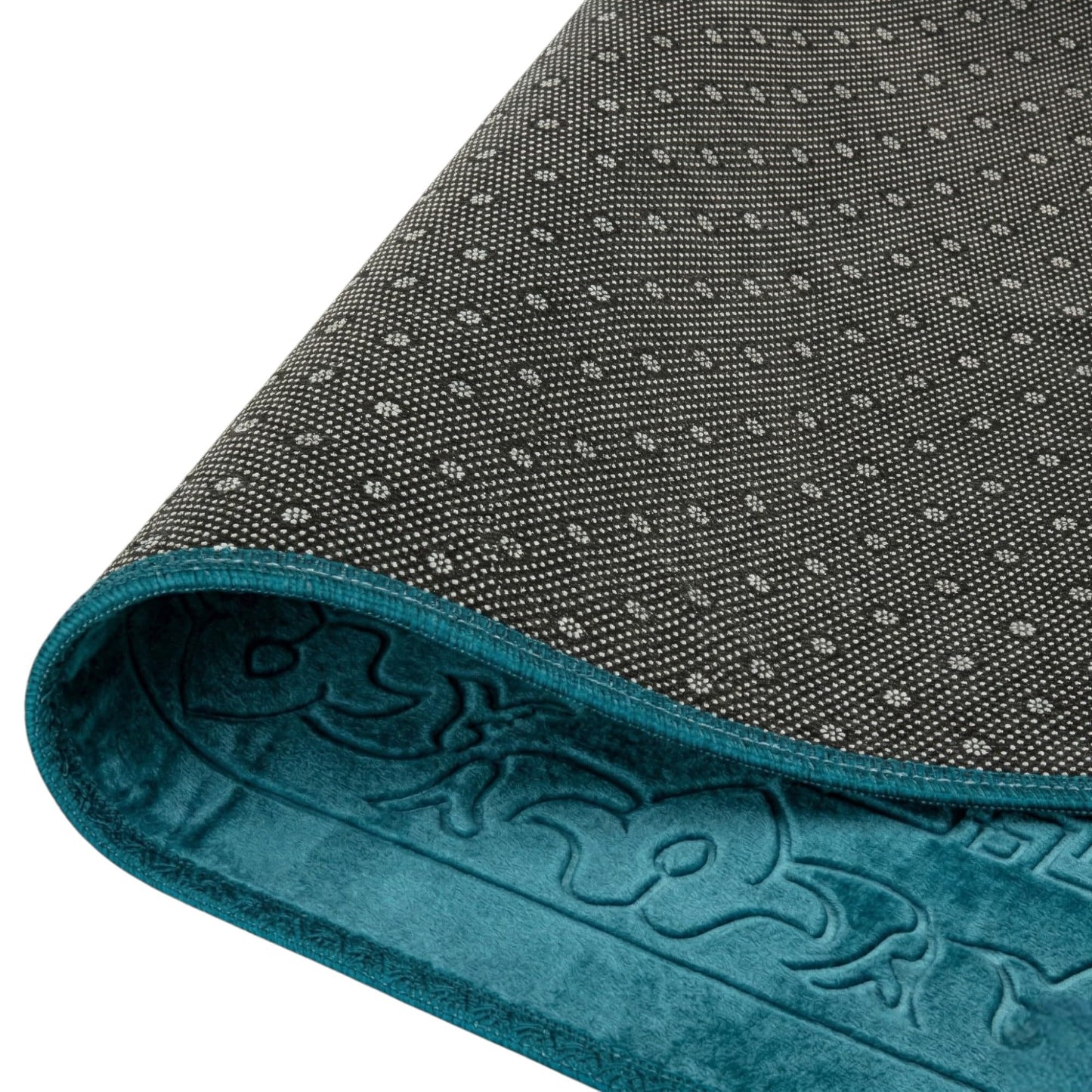 Modefa Muslim Prayer Rug Islam, Soft Plush Velvet Praying Mat Thick Sajadah with Car Hanger | Simple Pattern Solid Not Distracting | 31.5 x 47in Non-Slip Padded Prayer Mat (Mihrab Teal)