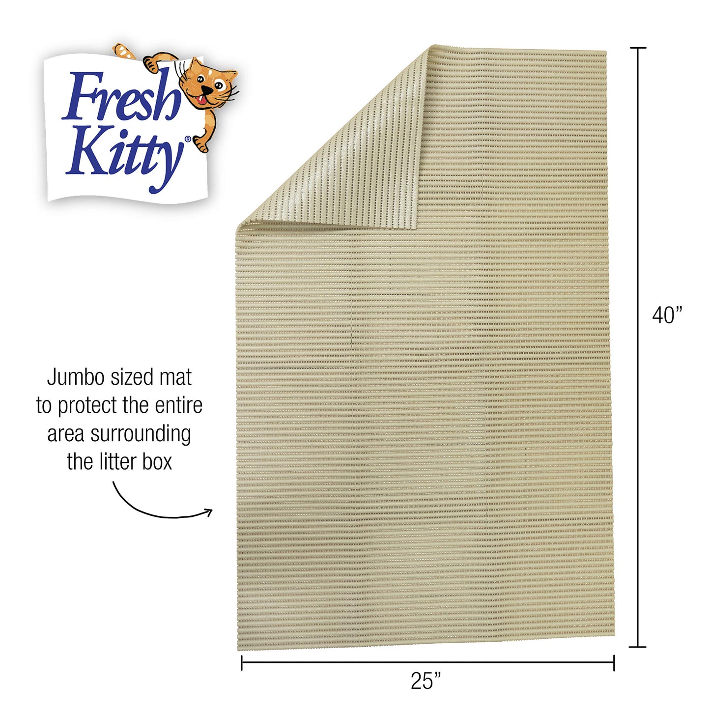 Fresh Kitty Durable XL Jumbo Foam Litter Mat – BPA and Phthalate Free, Water Resistant, Traps Litter from Box, Scatter Control, Easy Clean Mats 40"x25" (9027)