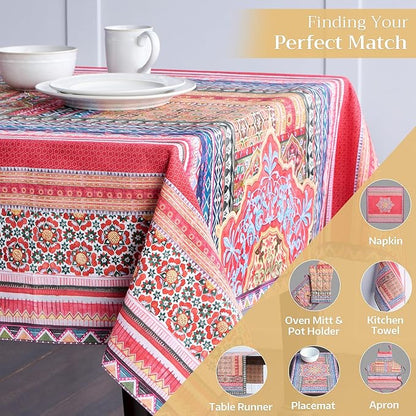 Maison d' Hermine Table Cloth Rectangle Table 100% Cotton 60 x 90 Inches Fall Tablecloth Reusable Everyday Use for Thanksgiving Christmas Decorations Dining Farmhouse Party (Ispahan)