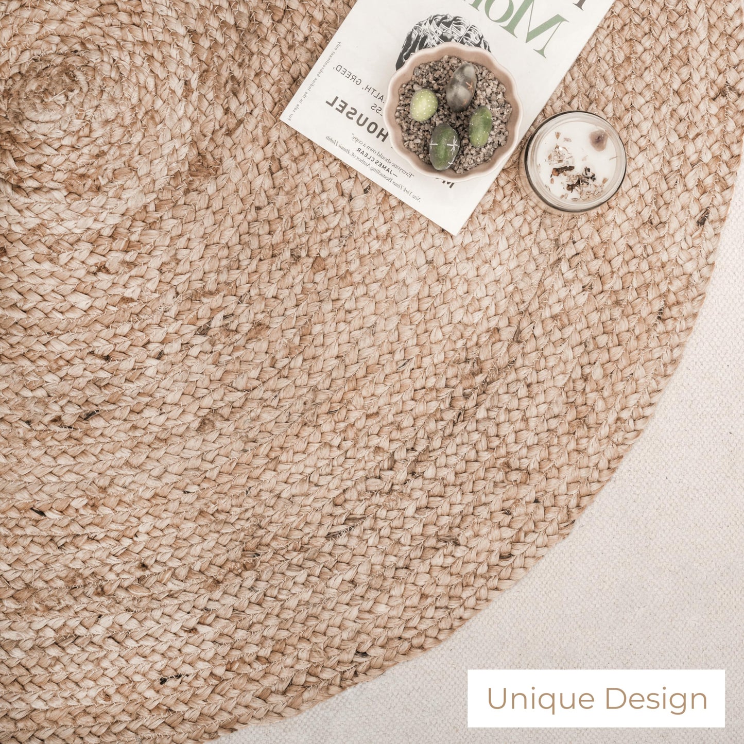RAJRANG Hand Woven Jute Braided Rug - 3x5 Feet Oval Natural Fibers Reversible Entry Area Rug for Stylish Home Decor Eco-Friendly Accent Rug for Living Room, Bedroom