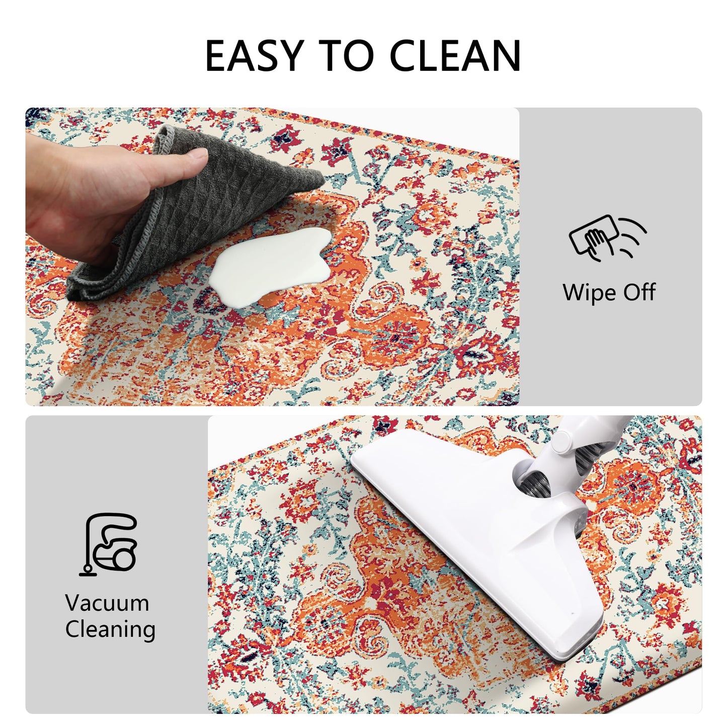 MAYHMYO Boho Kitchen Mat Anti Fatigue Ethnic Kitchen Cushioned Floor Mat Orange Blue Kitchen Rugs Non Slip Cool Rugs for Kitchen Floor Office