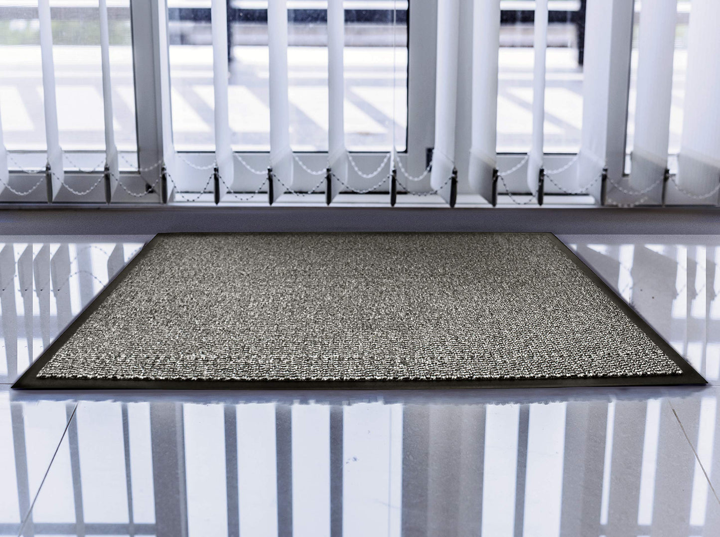 Ultralux Large Indoor Door Mat 35" x 59" Non-Slip Vinyl Backed Entry Doormat, Gray Absorbent Dirt Trapper Entrance Mat, Front and Back Door Mat, Inside Entry Mat