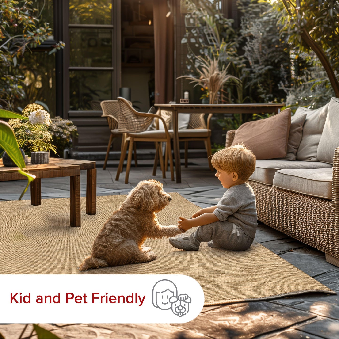 Nuloom Outdoor Performance Collection Nakia Brown/Ivory, 8' x 10', Soft and Cozy, High Traffic, Stain Resistant, Easy Clean, Durable Area Rug for Indoor/Outdoor Patio, Deck, Porch, Garden, Courtyard