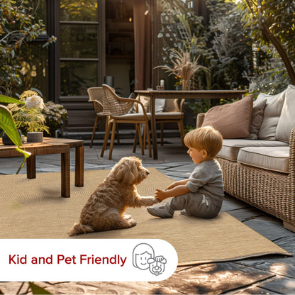 Nuloom Outdoor Performance Collection Nakia Brown/Ivory, 8' x 10', Soft and Cozy, High Traffic, Stain Resistant, Easy Clean, Durable Area Rug for Indoor/Outdoor Patio, Deck, Porch, Garden, Courtyard