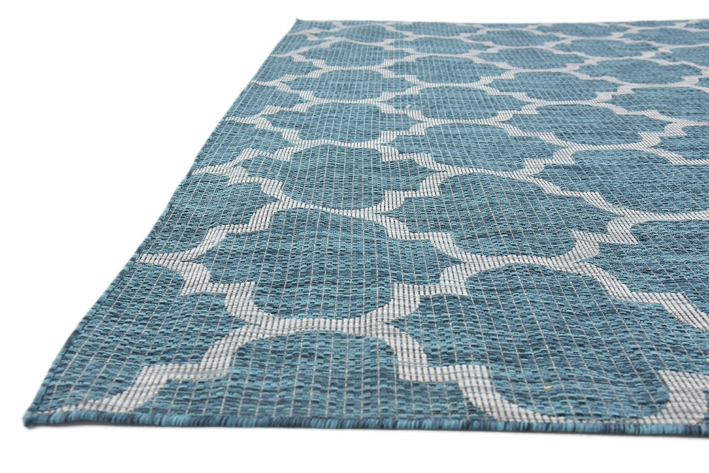 Unique Loom Outdoor Trellis Collection Area Rug (9' x 12' Rectangle, Teal/ Gray)