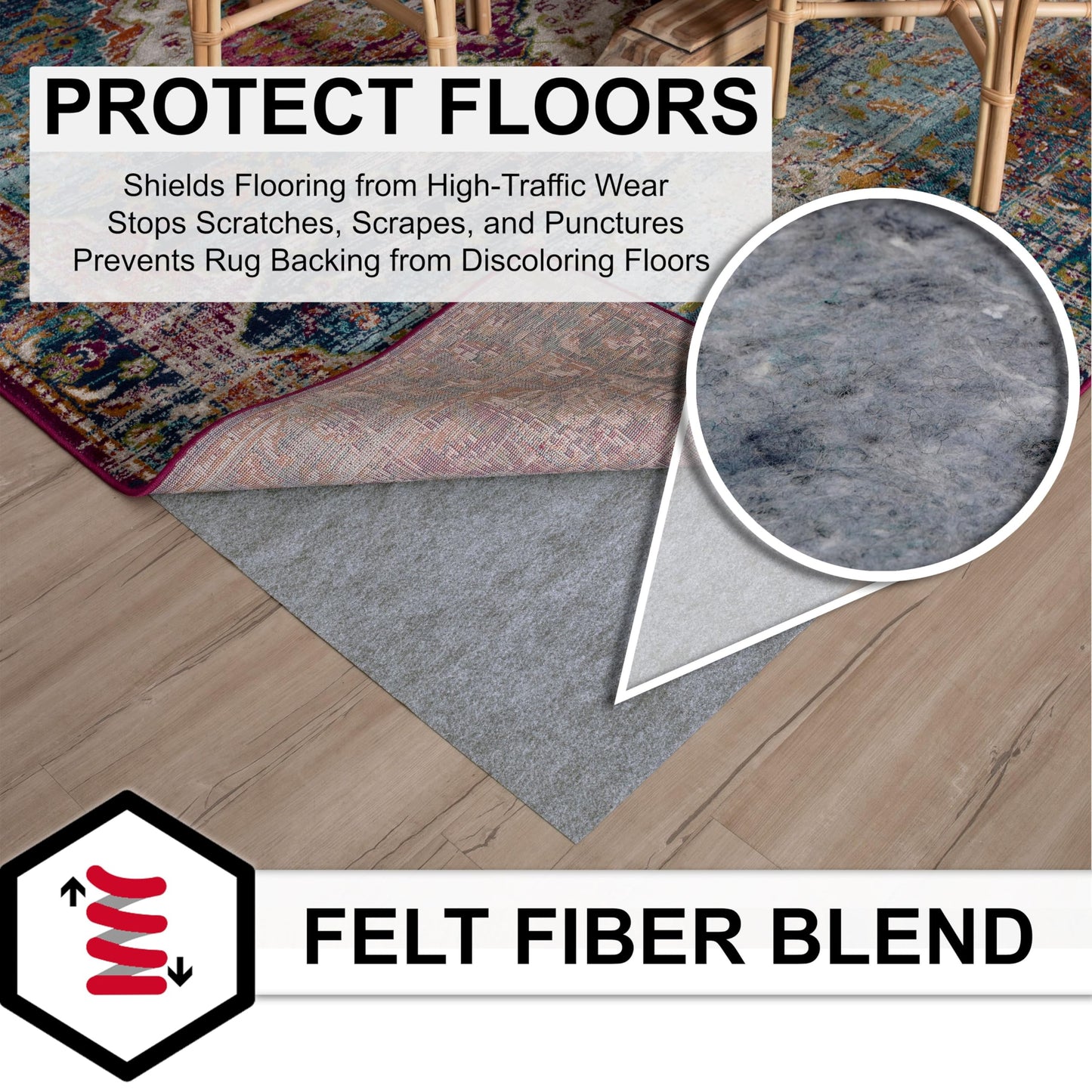 Mohawk Home 2’ x 3’ Non Slip Grip Rug Pad 1/8" Low Profile Felt Cushion + Rubber Gripper, Great For High Traffic Areas - Safe For All Floors