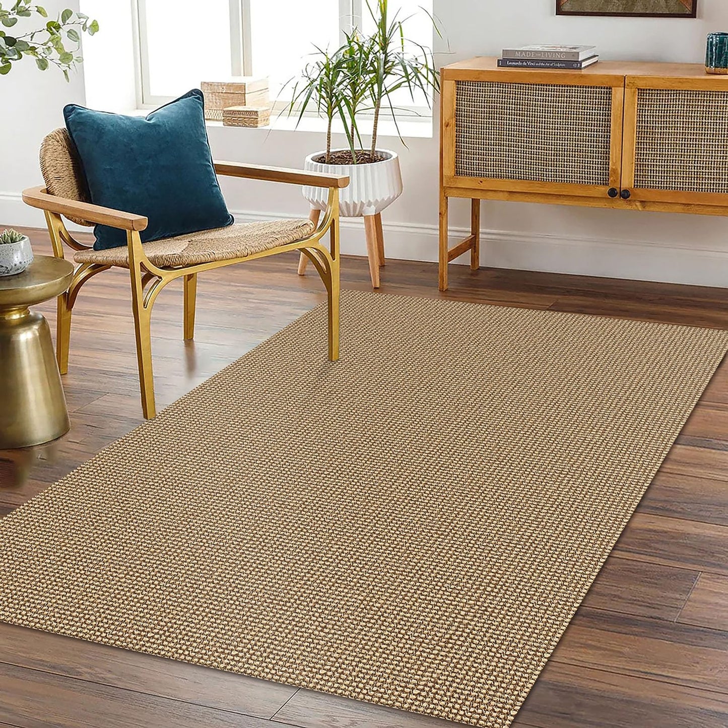 EARTHALL 2 PCS Boho Area Rug Washable Rugs for Entryway Natural, Braided Rubber Backed Throw Rugs Door Mat Indoor Outdoor Entrance, Cotton Woven Carpet for Kitchen Foyer Front Door Living Room