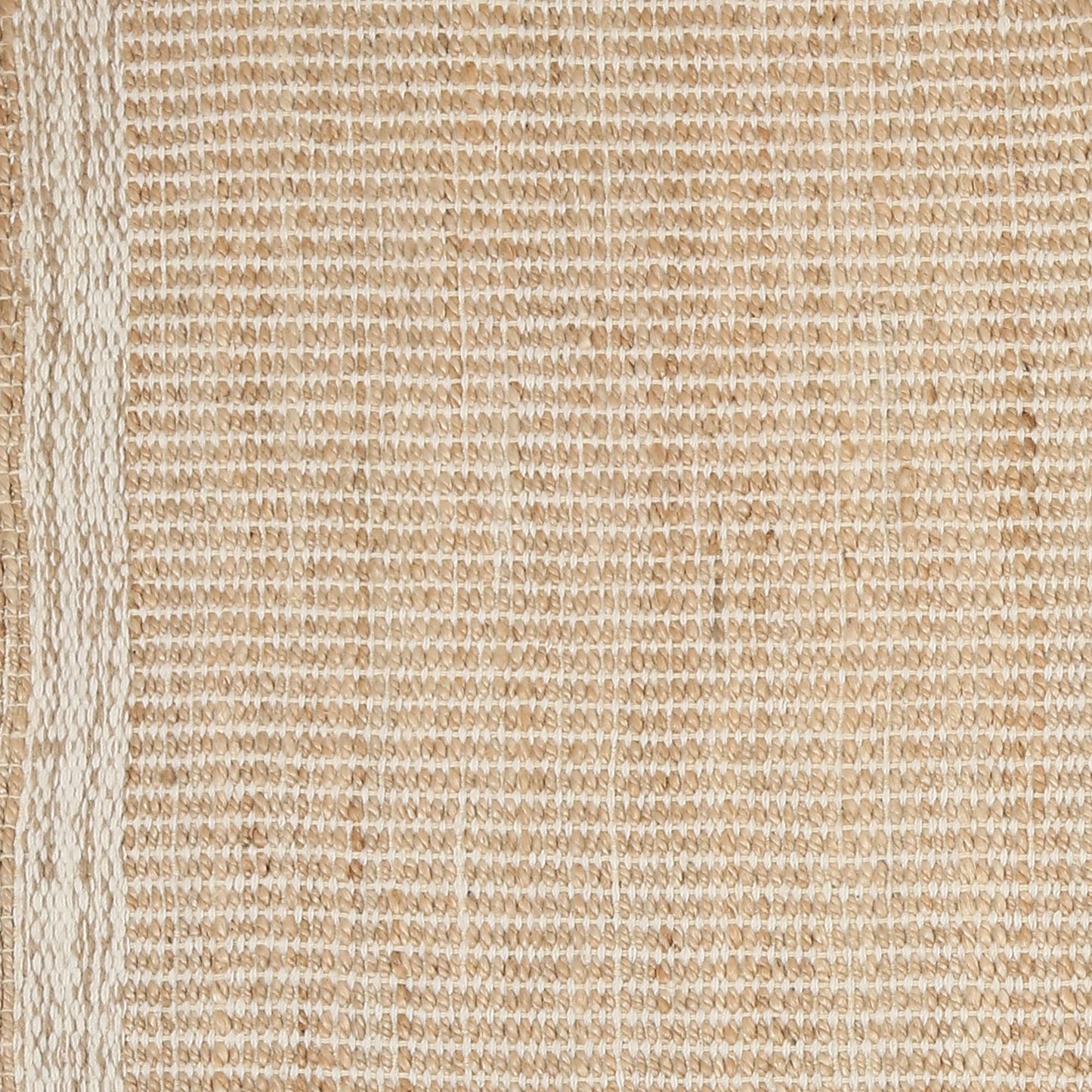 RUSVILLA 6' x 9' Jute & Wool Mini Check Area Rug with 4-Inch Border | Handwoven, Pile - 0.6"| Living Room, Dining & Bedroom Rug, Neutral Indoor Natural Farmhouse Décor (6' x 9')