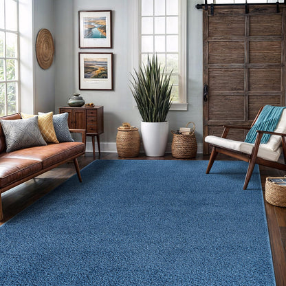 Area Rug 4x6 Blue Washable Indoor Rug Solid Non Slip Easy to Clean Non Shedding Indoor for Living Room Bedroom Kitchen Dining Room or Hallway (4 X 6 Blue)