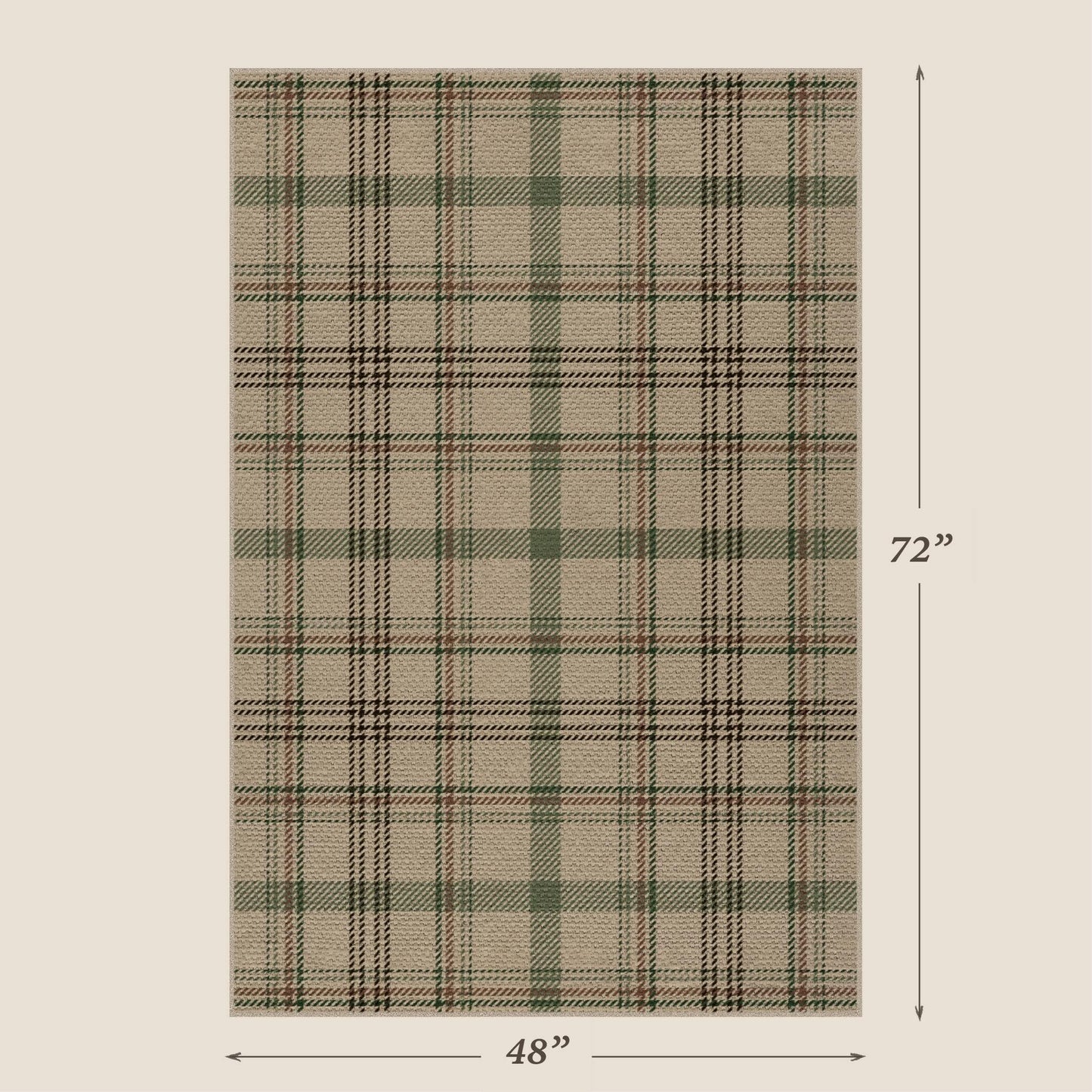 4x6 Easy Jute Large Entryway Rug - Washable Plaid Rug for Small Living Room, Non Slip Farmhouse Decor for Bedroom Bedside, Kitchen, Patio, Porch, Large Foyer Beige & Sage Striped