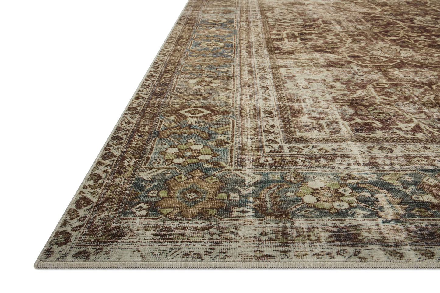 Loloi Magnolia Home by Joanna Gaines Sinclair Collection SIN-01 Rust/Lagoon 8'-6" x 11'-6", .25" Pile Height, Machine Washable, Area Rug