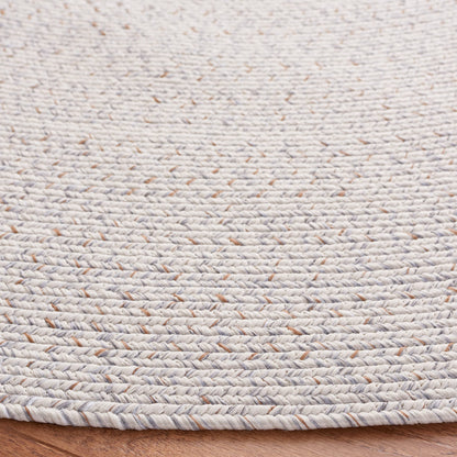 SAFAVIEH Washable Rug Outdoor Braided Collection - 7' Round, Ivory & Light Grey, Handmade & Reversible, Non-Shedding & Easy to Clean, Ideal for Patio, Backyard, Mudroom (BRA201A)