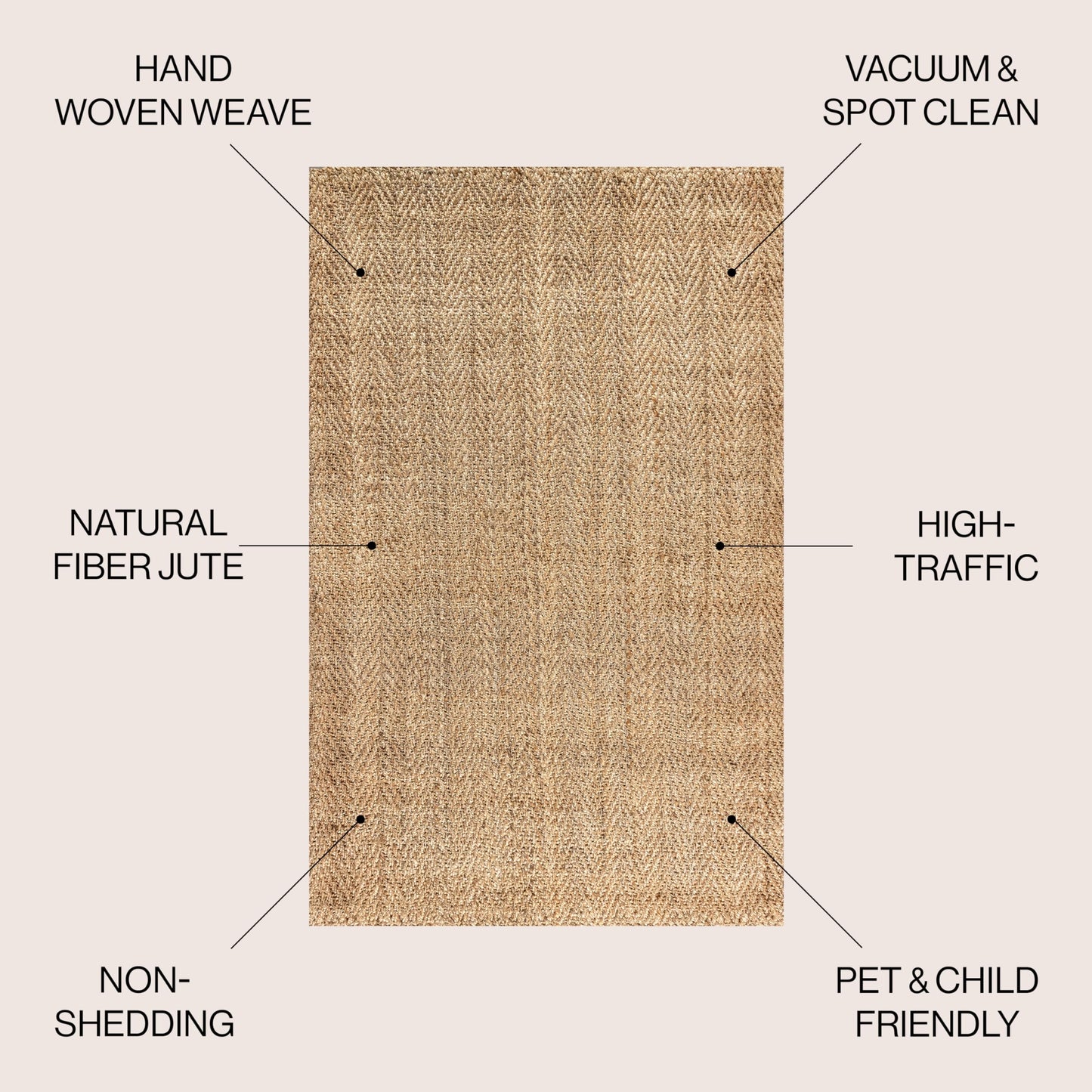 JONATHAN Y Espina Hand Woven Herringbone Chunky Jute Natural Indoor Area Rug, 4x6, Bohemian, Cottage, Easy-Cleaning for Living Room, Bedroom, Kitchen, Pet Friendly, Non-Shedding (NFR101A-4)