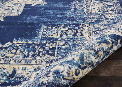 Nourison Home Grafix Navy Blue 7' x 10' Area Rug - Easy Clean, Non Shedding, Bed Room, Living Room, Dining Room, Kitchen (7' x 10')