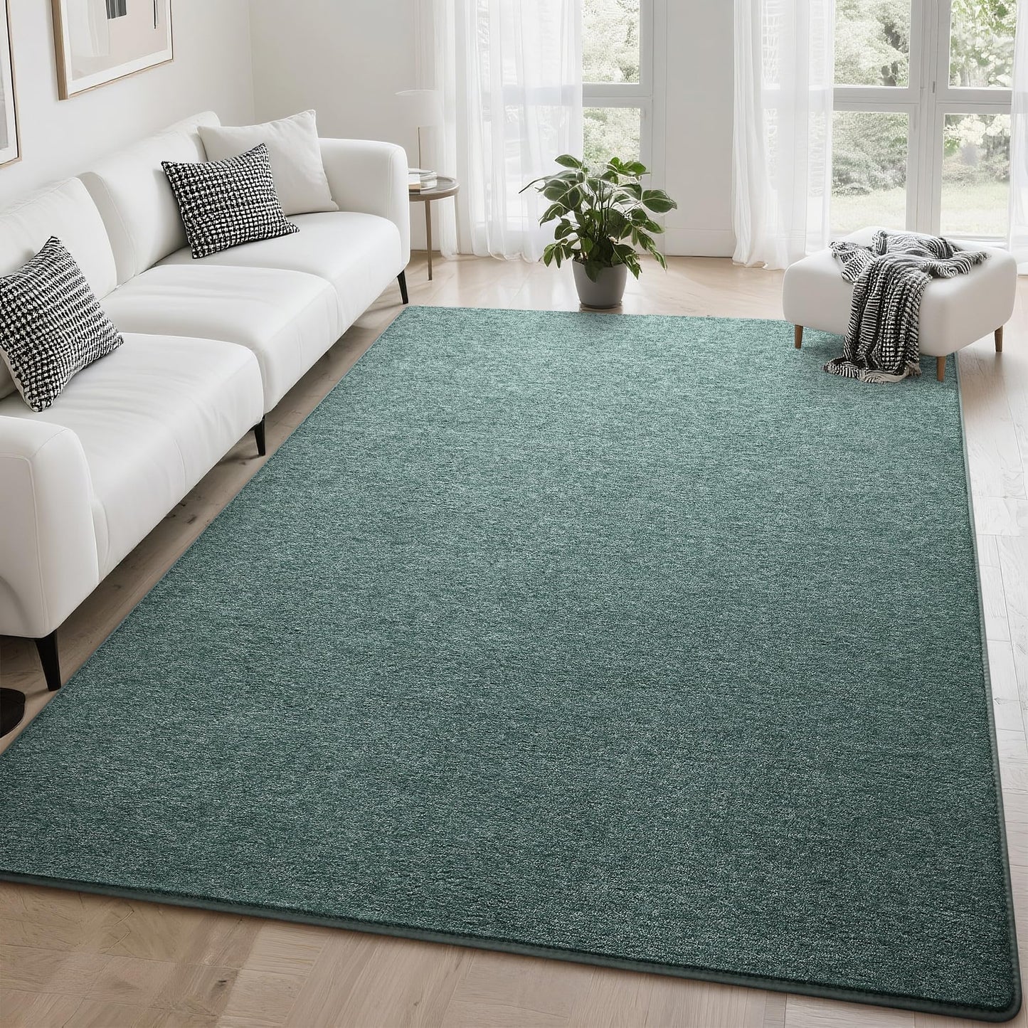 Tepook Soft Rugs for Living Room Bedroom, 4x6 Grey Green Modern Washable Non-Slip Area Rug, Indoor Memory Foam Carpets for Boys Girls Room Home Decor