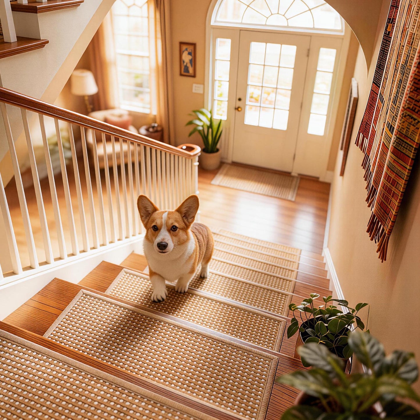 Virexa Stair Treads for Wooden Steps: 15PCS Non Slip Peel and Stick Stair Treads, 8" X 30" Stair Runner, Carpet Stairs Treads Machine Washable Adhesive Stair Rug for Kids Elders & Pets