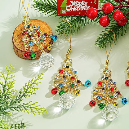 H&D HYALINE & DORA Set of 6 Christmas Tree Ornaments Set Rhinestone Tree Shape Hanging Ornament Crystal Christmas Ornaments Gifts for Xmas Birthday Winter Holiday Decor