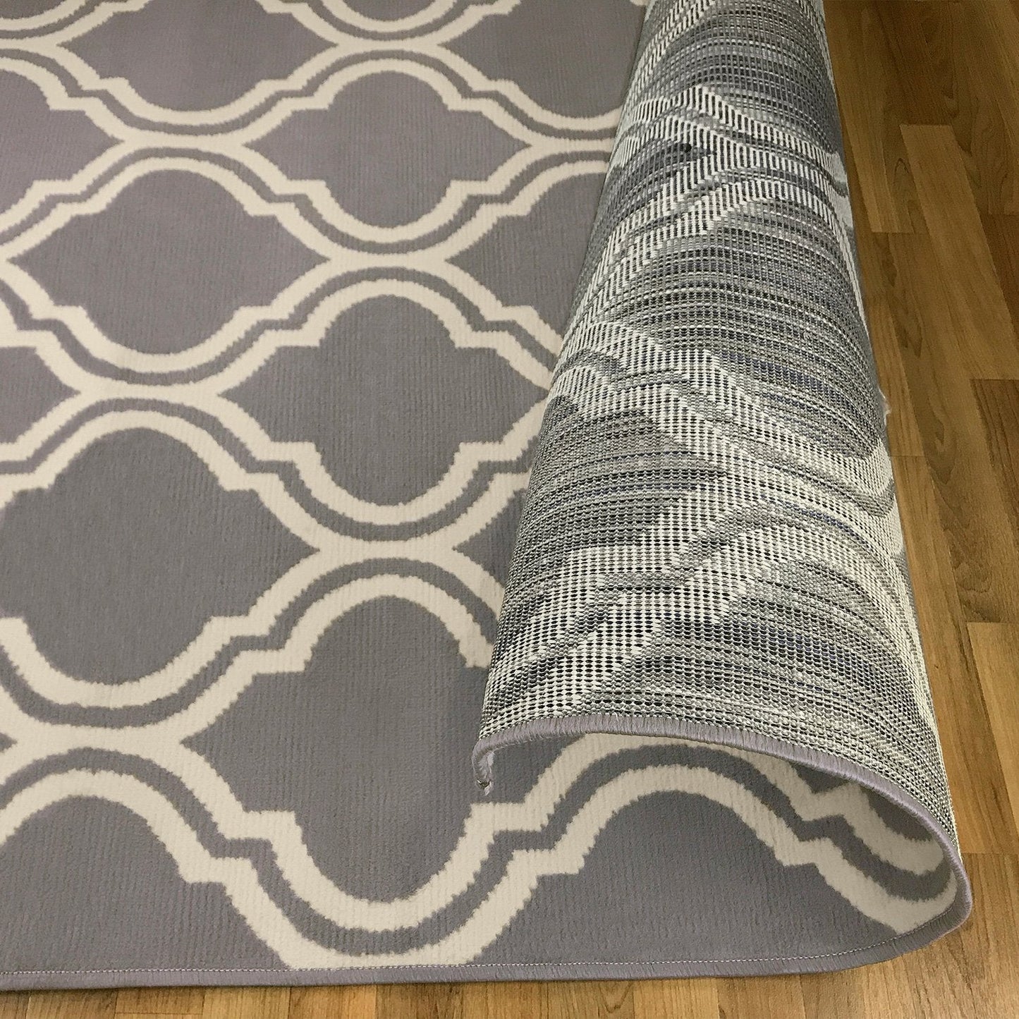 SUPERIOR Indoor Area Rug, Jute Backing Rugs, Modern Floor Decor for Entryway, Hallway, Kitchen, Office, Bedroom, Living Room, Dining Room, Nursery, Elegant Double Trellis, 8' x 10', Grey