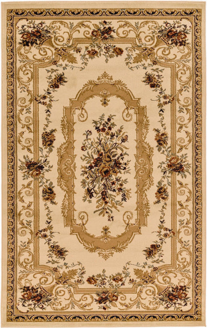Unique Loom Versailles Collection Traditional Classic Floral Motif Area Rug (5' 0 x 8' 0 Rectangular, Ivory/ Tan)