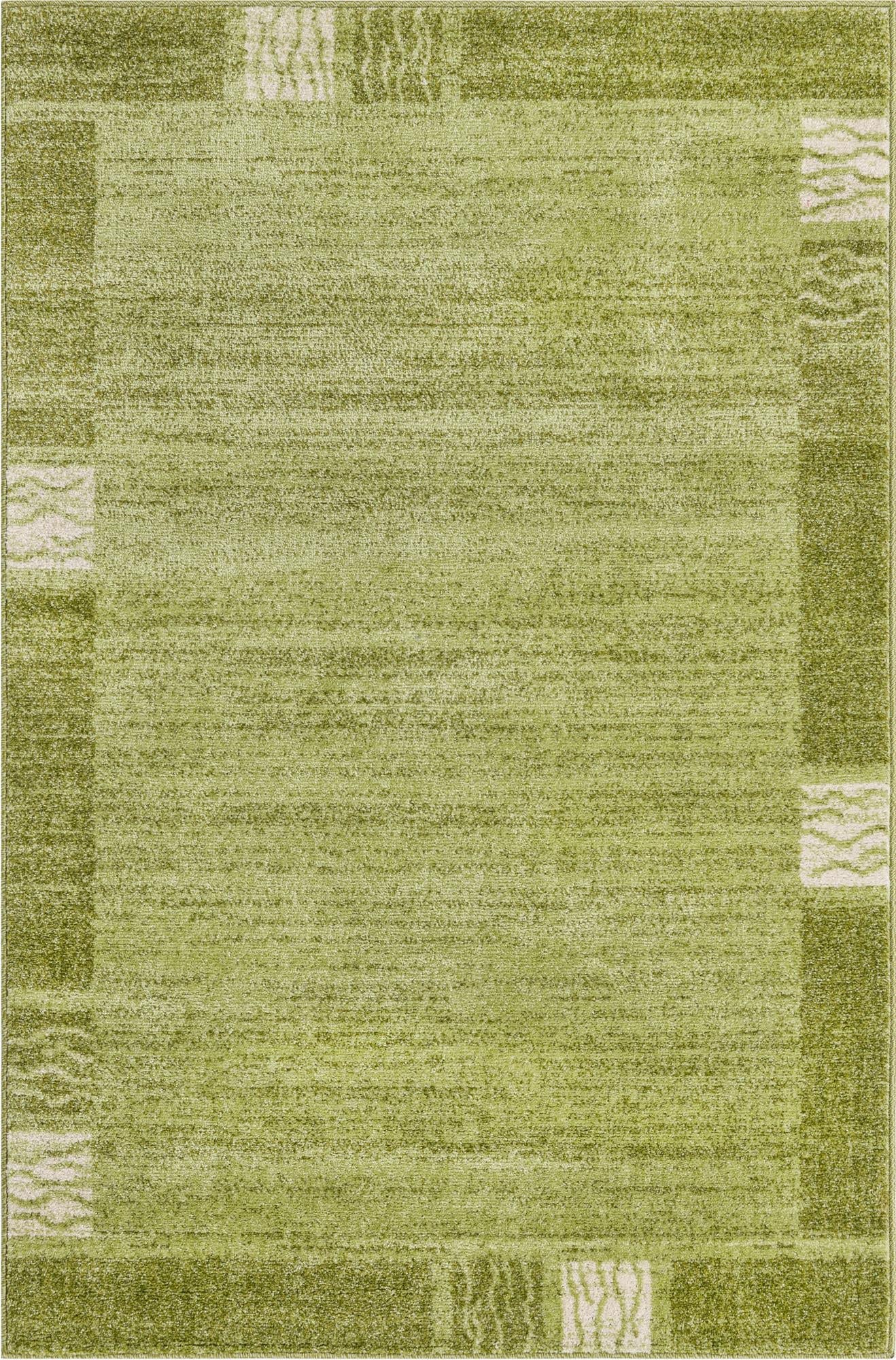 Unique Loom Del Mar Collection Area Rug- Transitional Inspired with Modern Contemporary Design(4' 1 x 6' 1 Rectangular, Green/ Beige)