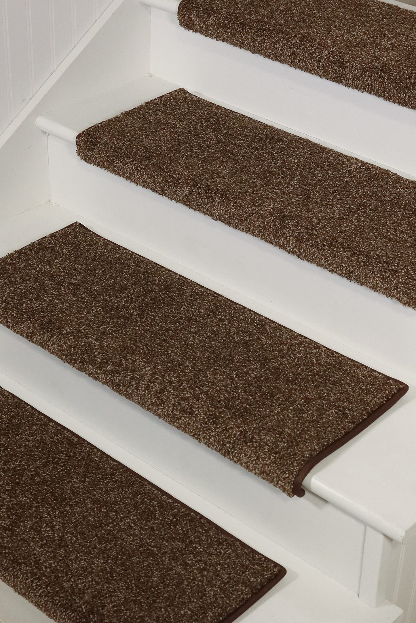 Oak Valley Designs™ Rounded Bullnose Carpet Stair Treads - Anti Slip Indoor Stair Mats for Wooden Stairs, Style: Stoney Brook, Black Walnut 27" W X 9.75" D (Set of 14)