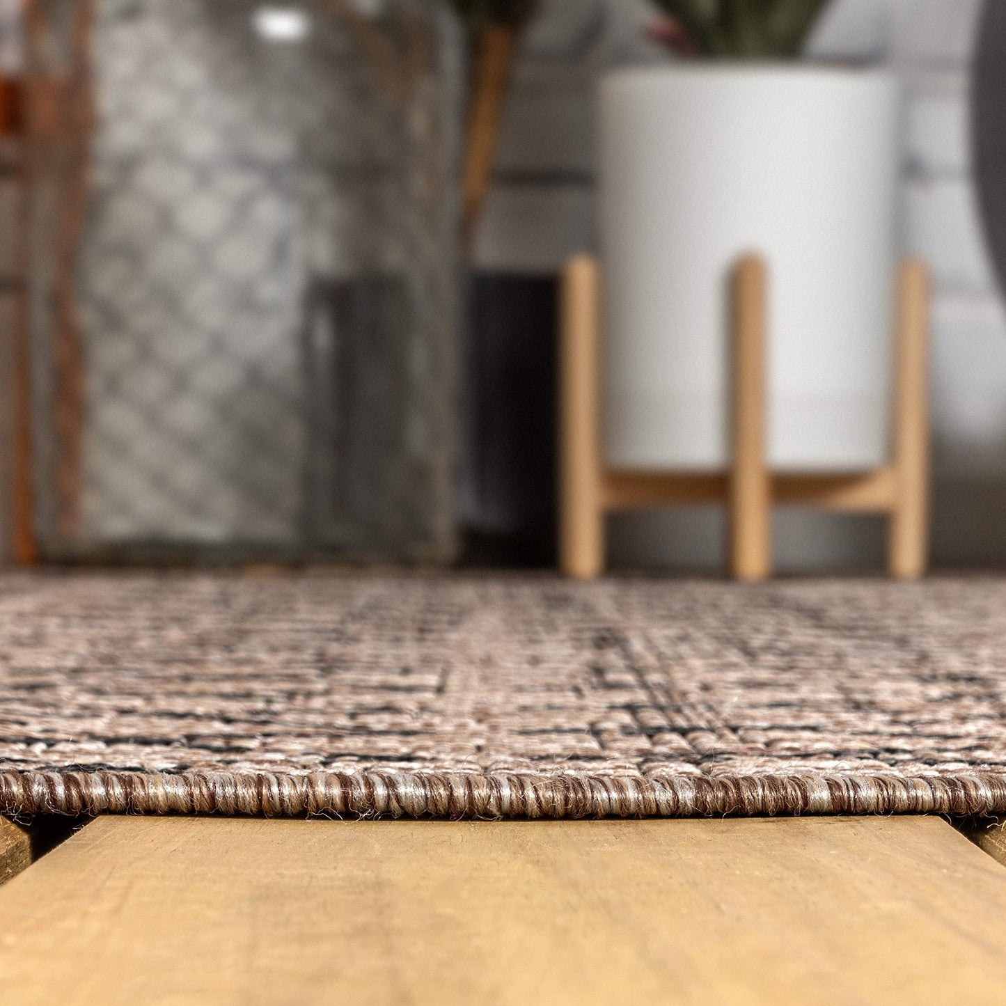JONATHAN Y Moroccan Geometric Indoor Outdoor Area Rug 5X8 Natural/Black, Ourika Textured Weave for Backyard, Patio, Porch, Easy-Cleaning, High Traffic, Pet-Friendly, Non-Shedding (SMB108D-5)